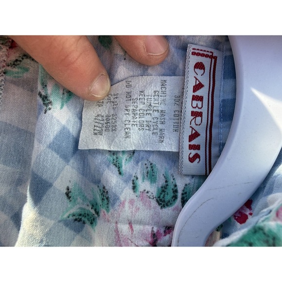 Vintage Cabrais Floral Gingham Blouse Cottagecore Prairie Button Top - Picture 2 of 5